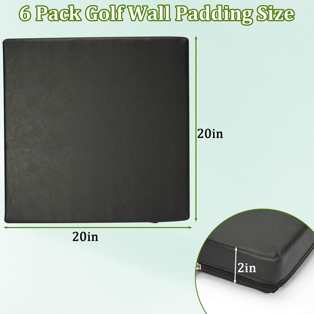 6 Pack Golf Wall Padding 2" Thick Foam Golf Enclosure Padding with Double Sid...