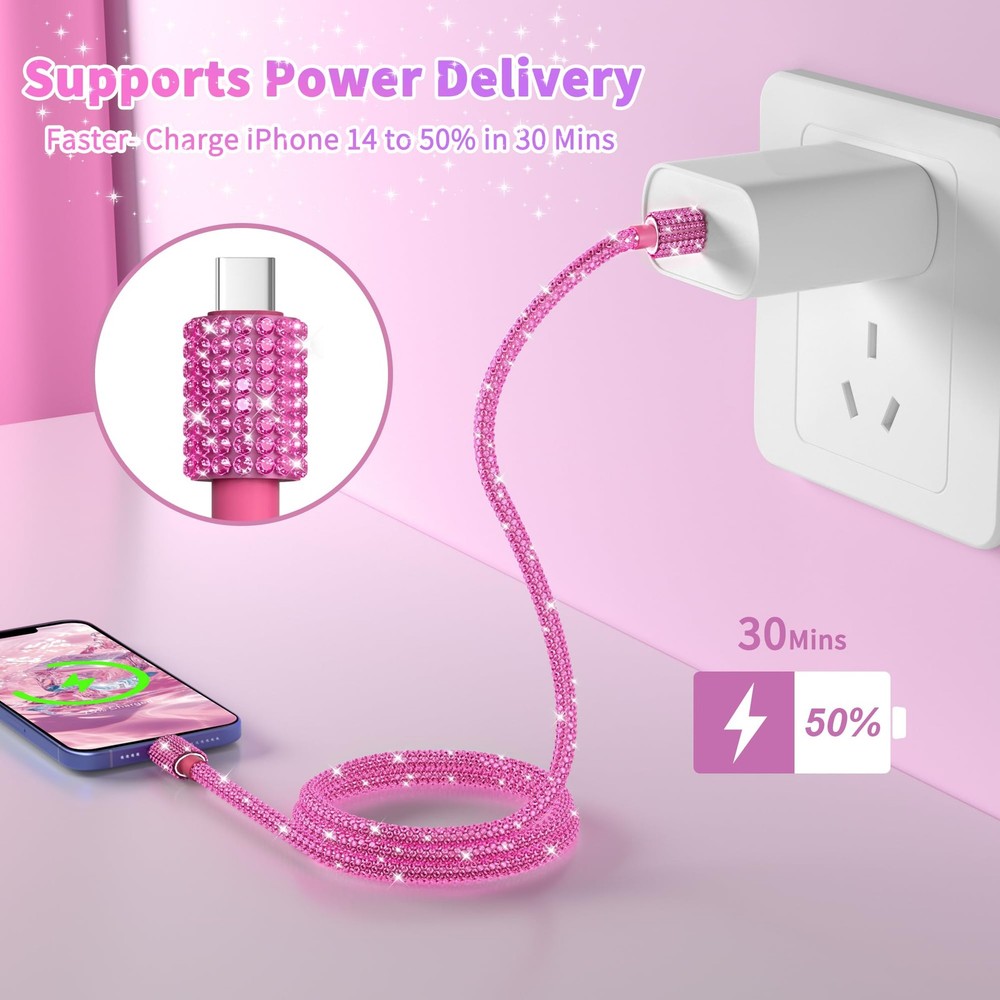 USB C to C Cable for iPhone 17 Charging Cord Pink Type C 4FT