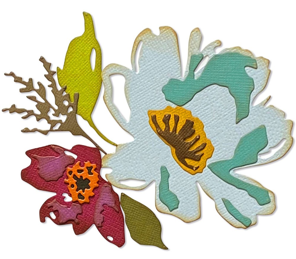 New Sizzix Thinlits Brushstroke Flowers #3 5pc #665360 Retail $24.99 Tim Holtz