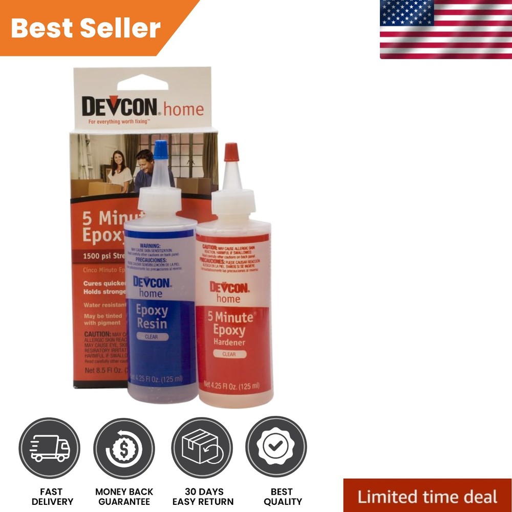 Rapid Repair Devcon Epoxy - 5-Minute High Strength Bonding Solution (2 Bottles)