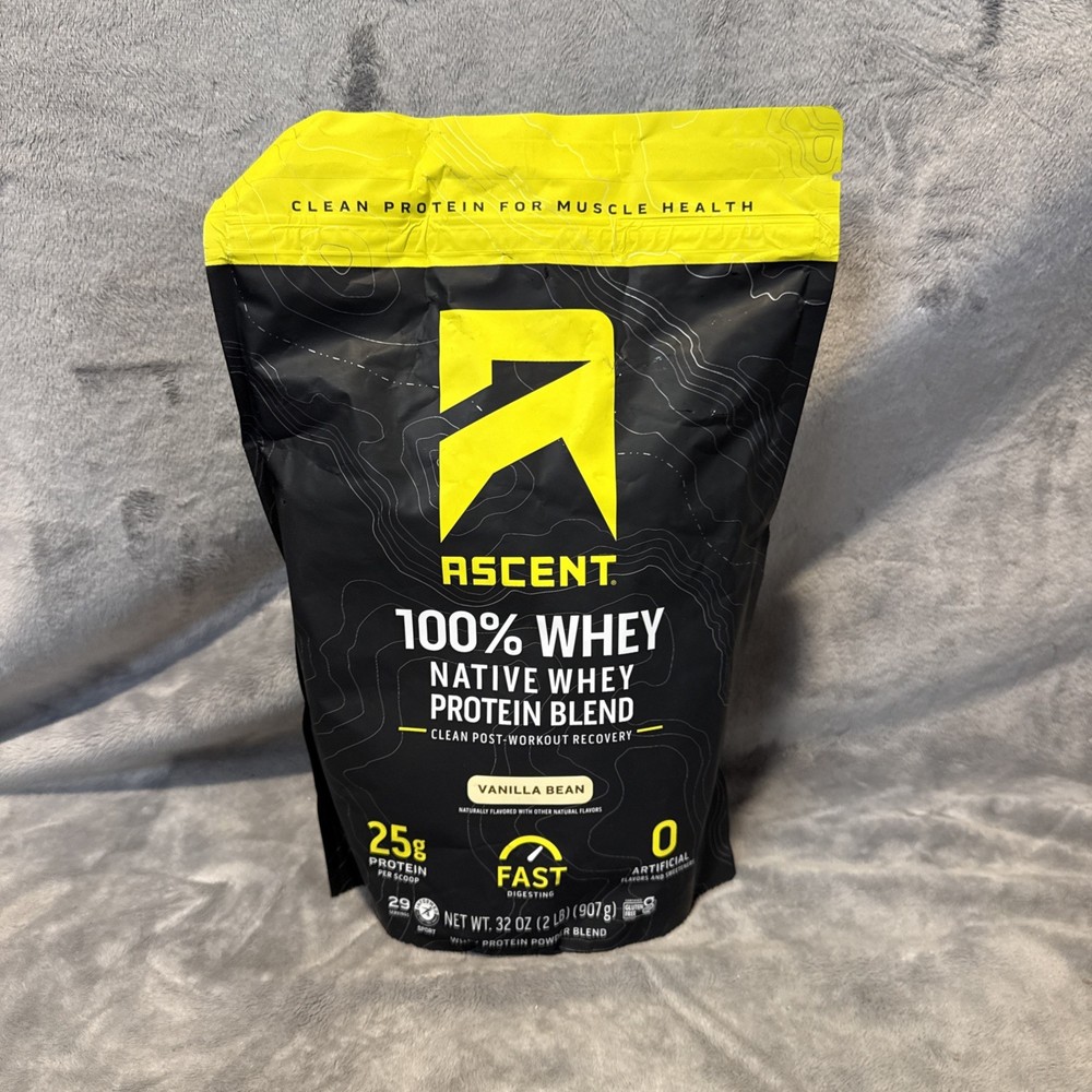 Ascent 100% Whey Protein Powder - Post Workout Whey Protein Isolate Vanilla Bean