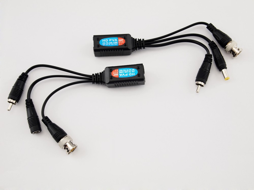 8MP Video Audio Power Balun Transceiver Cat5 Cat6 to BNC Data Cable Transmitter