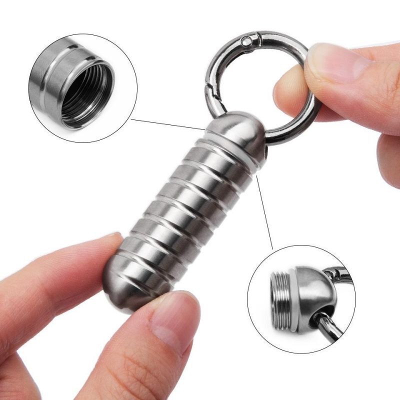 Titanium Pill Case Portable Keychain Waterproof Pill Holder Container Organizer