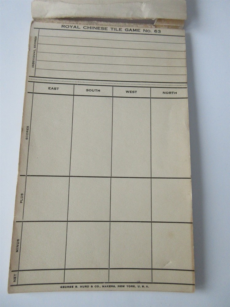 1923 Hurd's - Royal Chinese Tile Game Universal Count & Figuring Pad