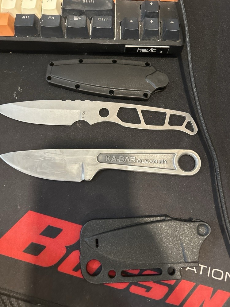 KA-BAR Olean NY Fixed Blade Knife + Skeleton Fixed Blade w/ Sheaths