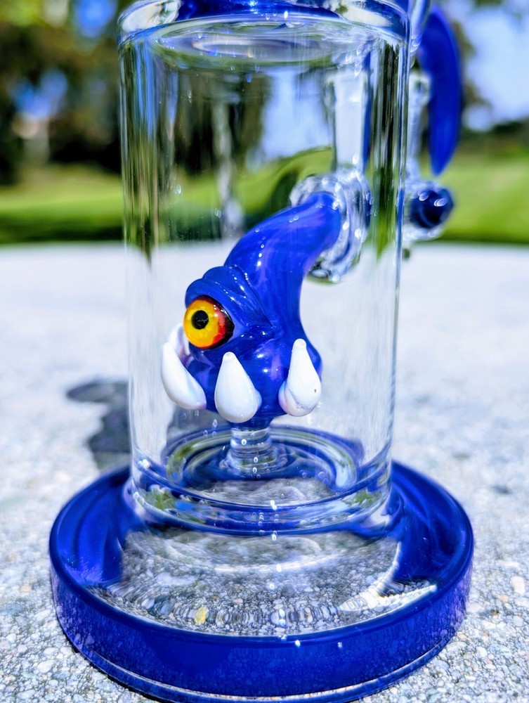 8" Cobalt Cyclops Bong With Screen Filter Bowl Premium Quality Water Pipe Hookah