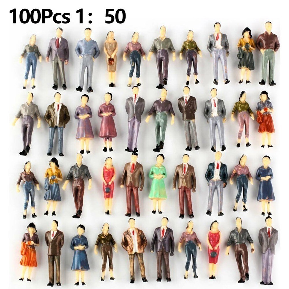 Painted Figures Model Sand Table 100Pcs 1:50 Scale Multicolor Simulation