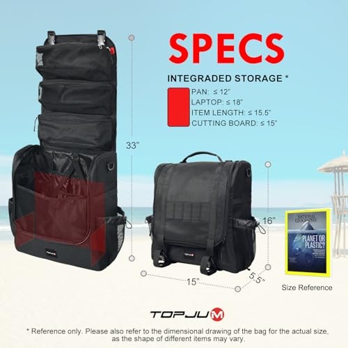 Camp Kitchen Organizer, Cooking Tools Storage Caddy Bag, Multi-Pockets, black