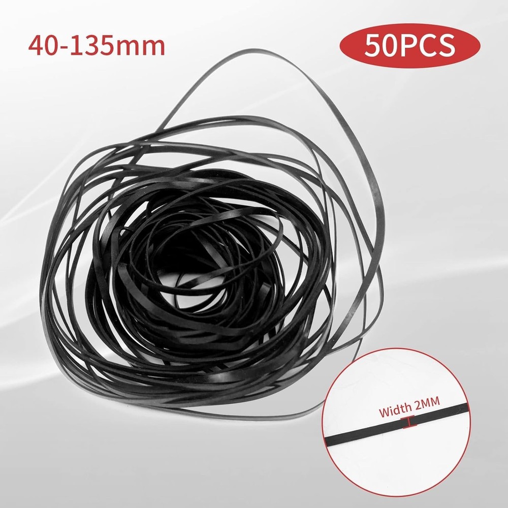 Efficient Rubber Belts for Cassette Recorders - 50PCS, 4mm Width (Mix Sizes)
