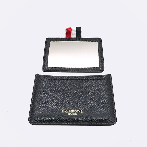 Tom Brown Pebble Grain Leather Mirror Card Case
