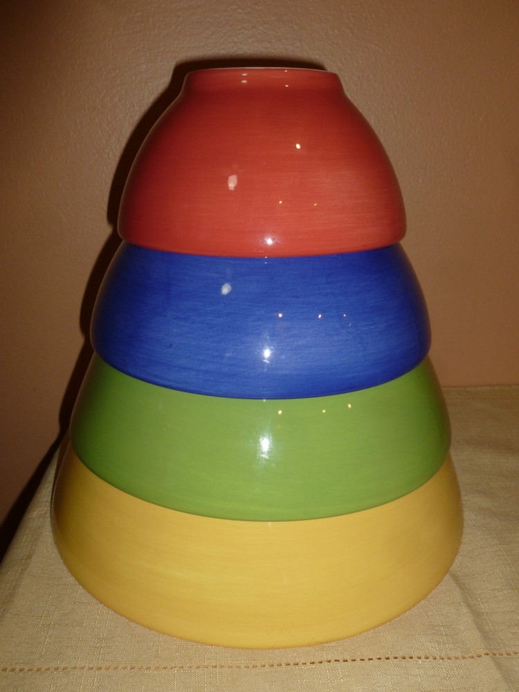 Pottery Barn Mixing Bowls Colorful Serve 4 Pc Nesting - EUC