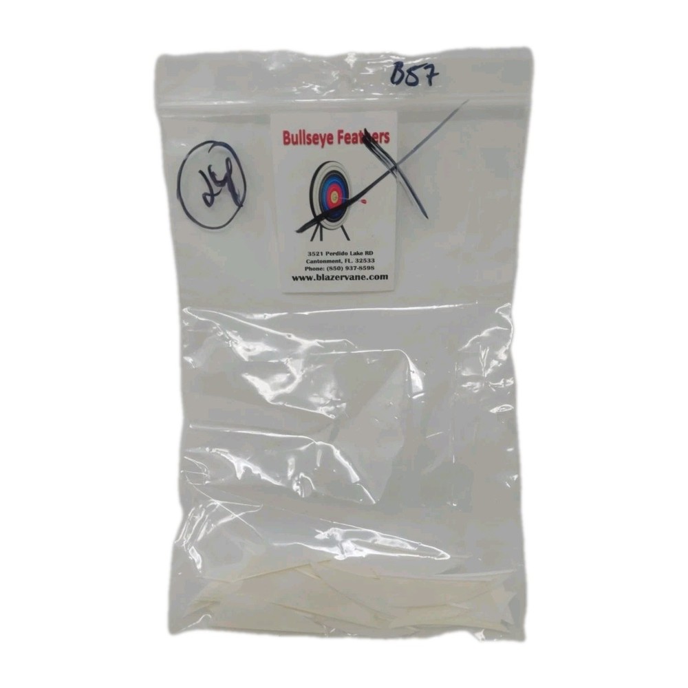 24 Count Bullseye Feathers 2" Right Wing: Shield Whisper Solid White