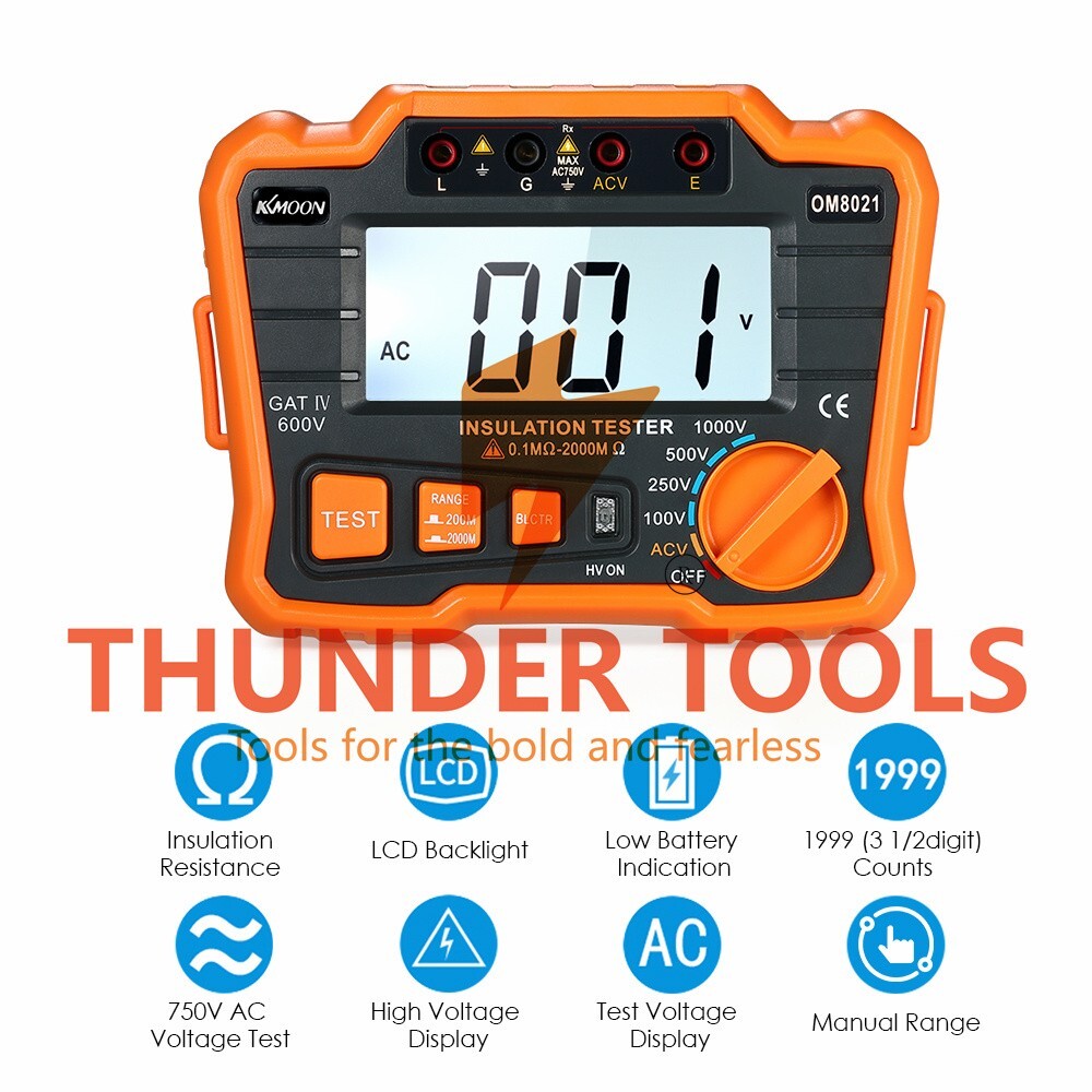 Thunder Tools KKmoon Insulation Resistance Tester DCV ACV Meter 1000V