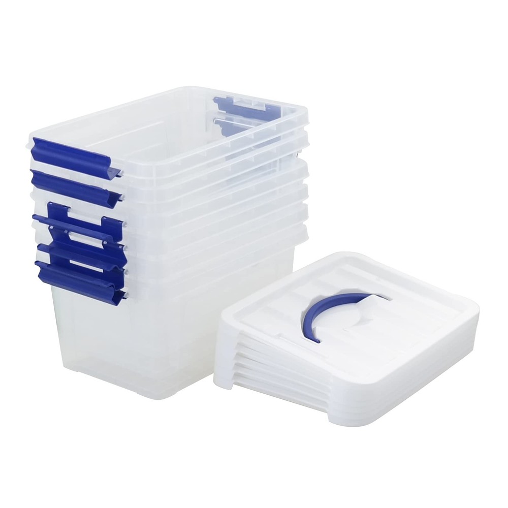 7 Quart Plastic Storage Boxes, 6 Pack Clear Storage Bins with Lids 6 Quart