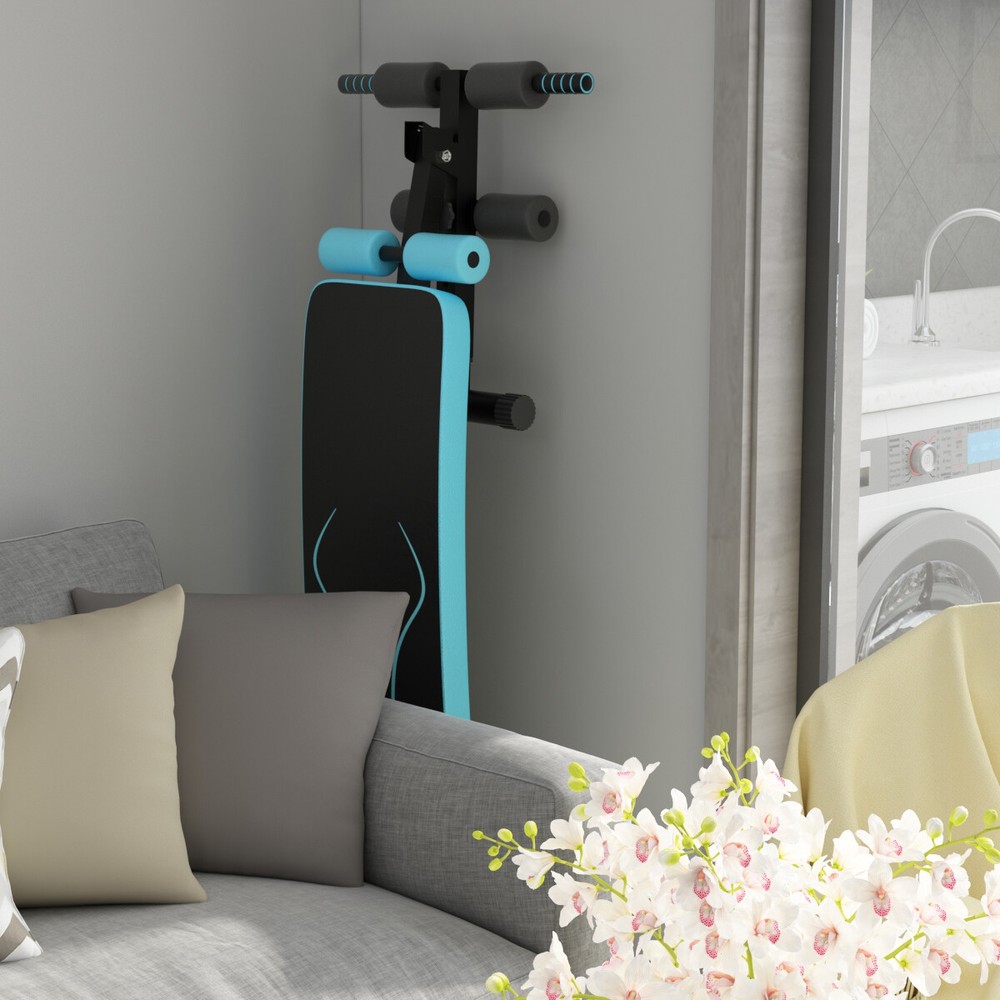 Folding Weight Bench Adjustable Sit-up Board Workout Slant Bench Home Fit Blue