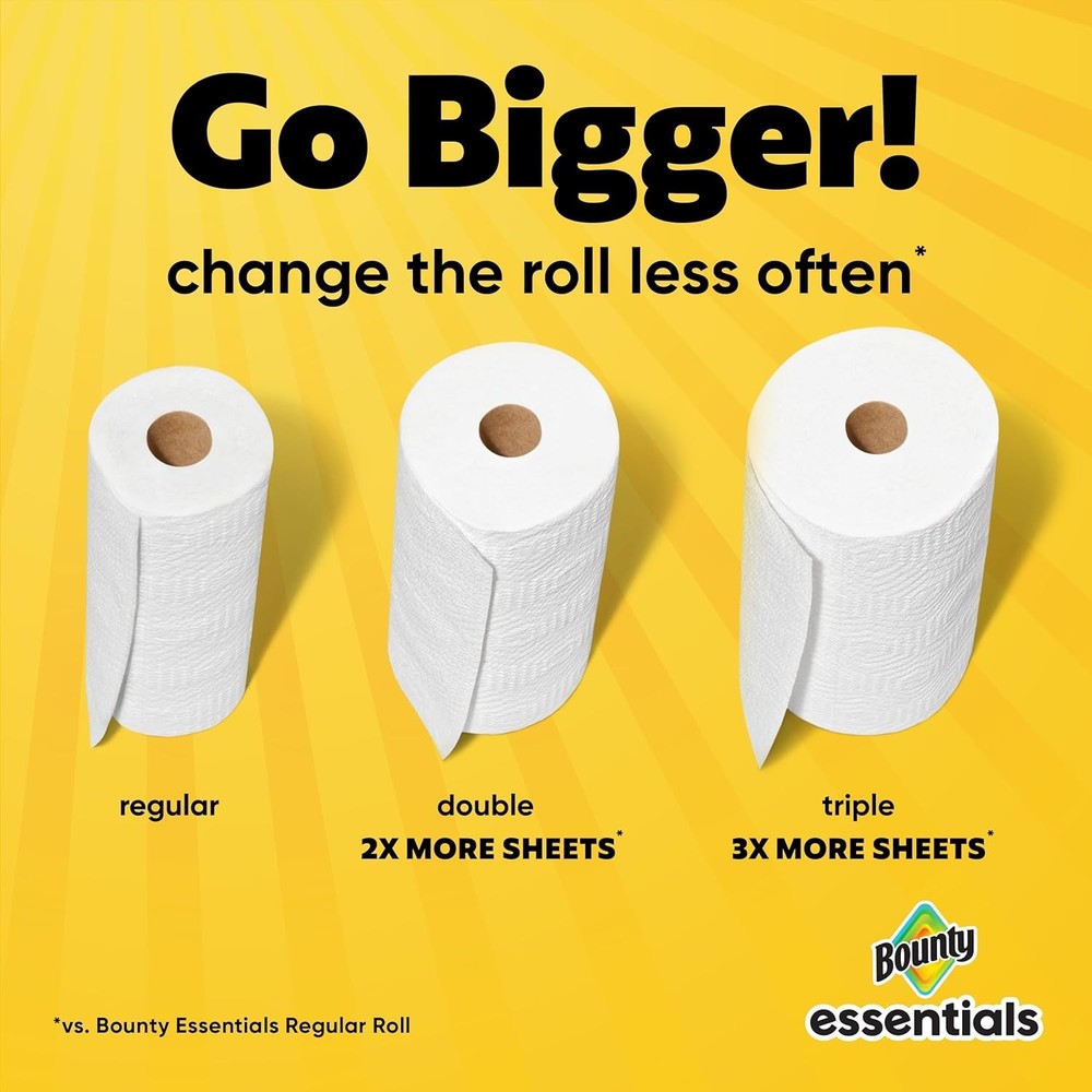 Bounty Essentials Select-A-Size Paper 2 Rolls (162 Sheets each), White