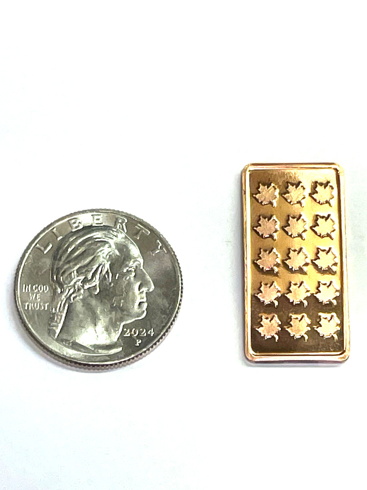 5 Gram Copper Maple Leaf Bars, 2-PACK, Copper Bars, 2 bars, REEDERSONG