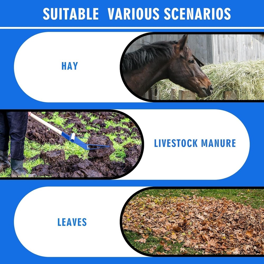 2 Pack Manure Fork Replacement Head Metal Pitchfork Horse Manure Rake Garden Pit