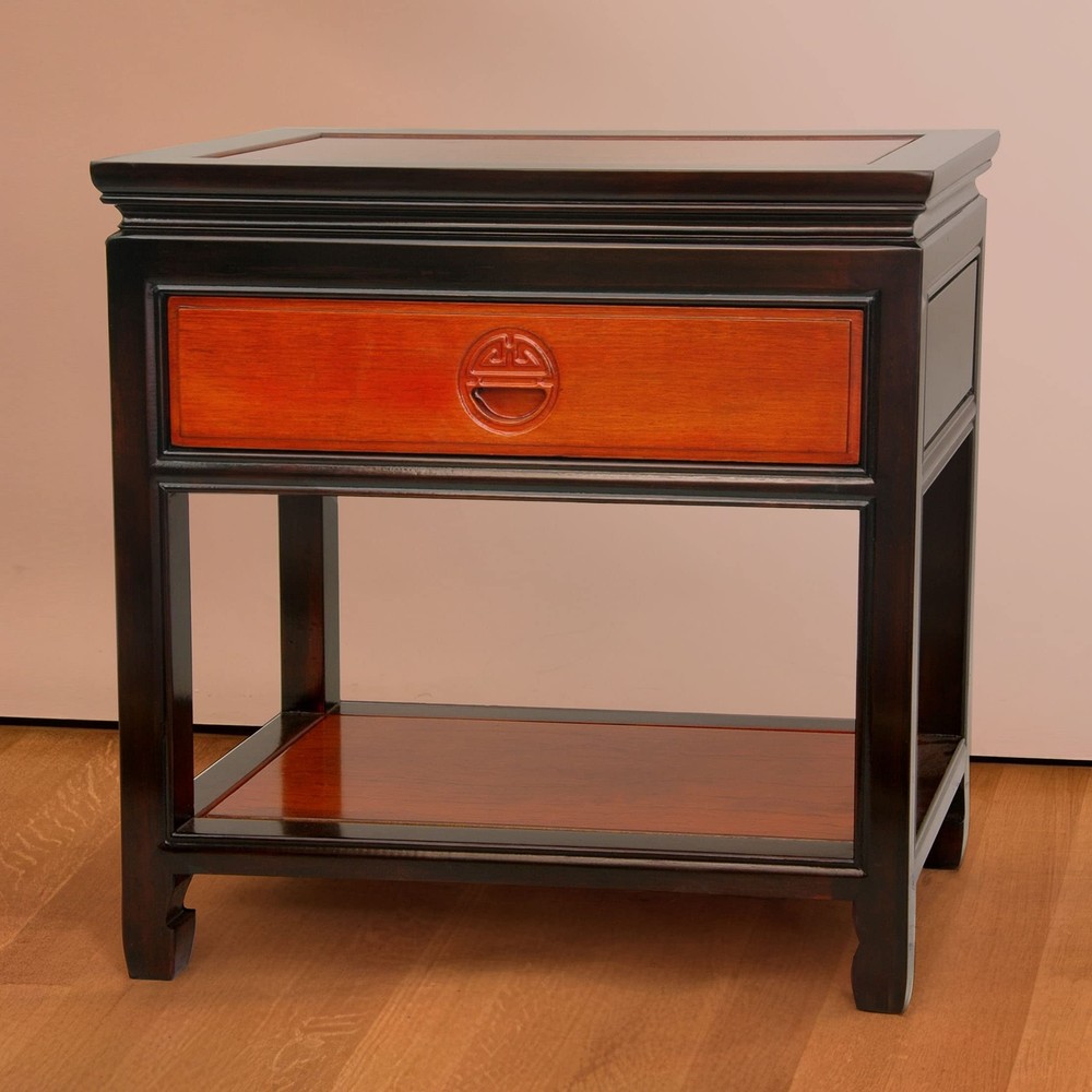 Red Lantern Elegant End Table, Two-tone Rosewood