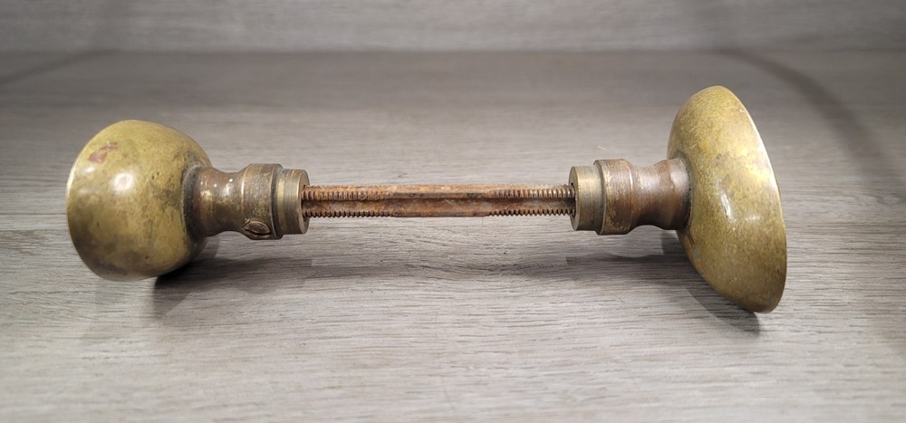 Antique Oval Passage Set Door Knob Heavy Solid Cast Bronze 3" Oval