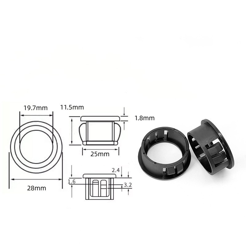 50Pcs 25mm Cable Snap Bushing Grommet Protector, Round Bushing Grommet, Black