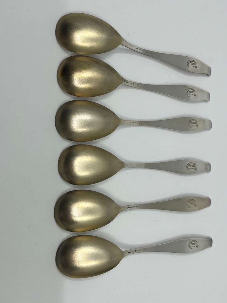Set of 6 Sterling Silver Spoons Floral Scroll Pattern 101g C Monogram