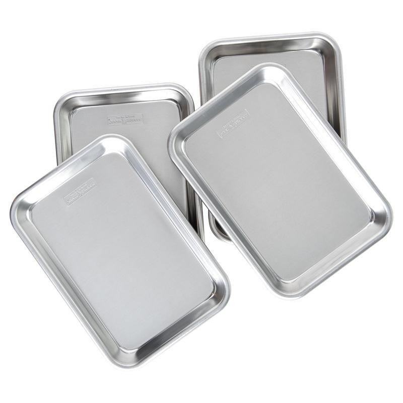 4 Pack Natural Aluminum Baking Sheets 1/8 Size Versatile Kitchen Tools New
