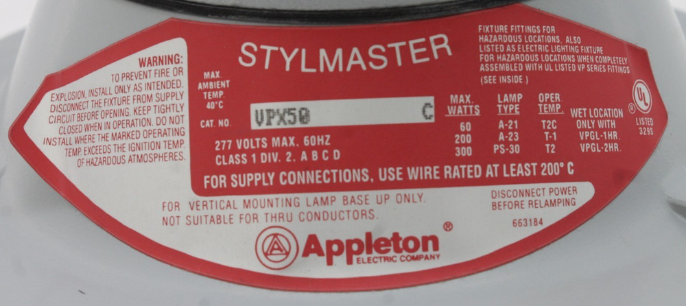 Appleton VPX50 Stylemaster Mouting Hood