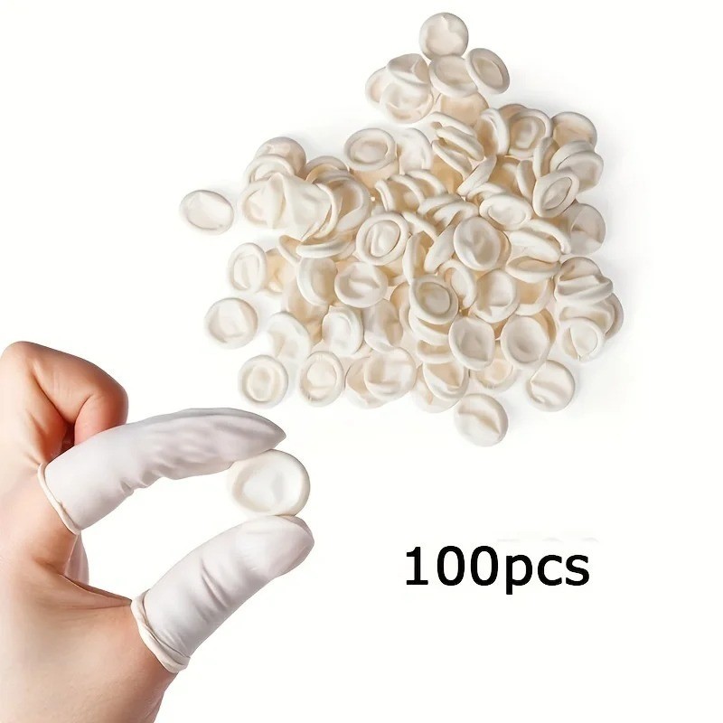 (100 PACK) Disposable Latex Finger Cots Medium Size Anti Static DURABLE HANDMADE
