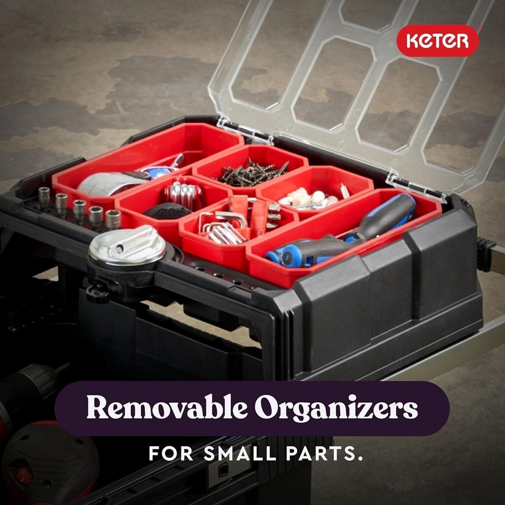 Resin Rolling Tool Box with Locking System and Removable Bins Storage Chest US