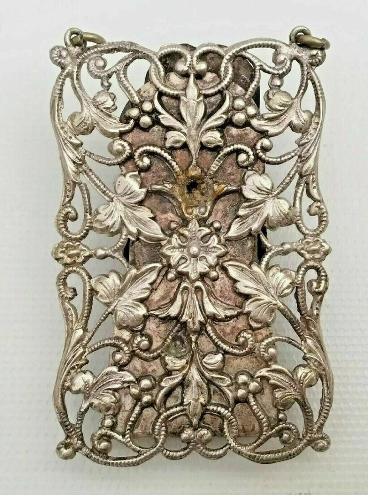 Beautiful Antique Ornate Flora Silver Clip