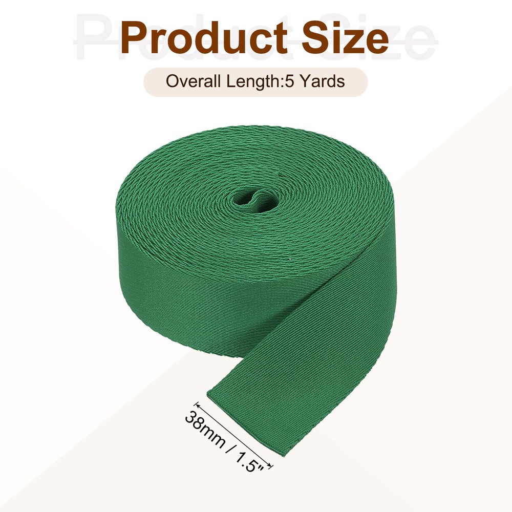 5 Yards Nylon Webbing Strap, 1 3/8-inch Bag Flat Webbing Straps, Deep Green