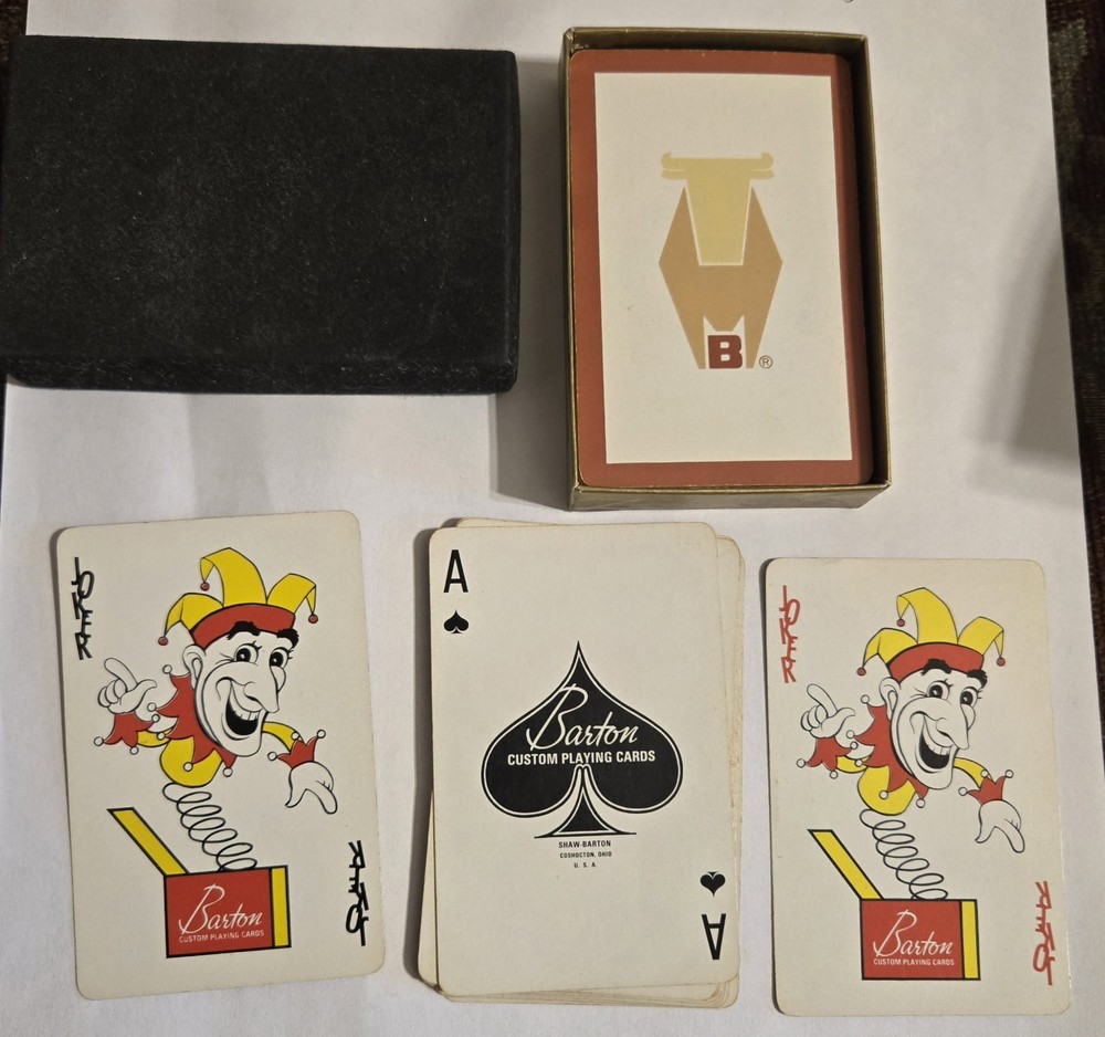 Vintage Shaw-Barton Deck Playing Cards In Box Complete 2 Jokers 0-1