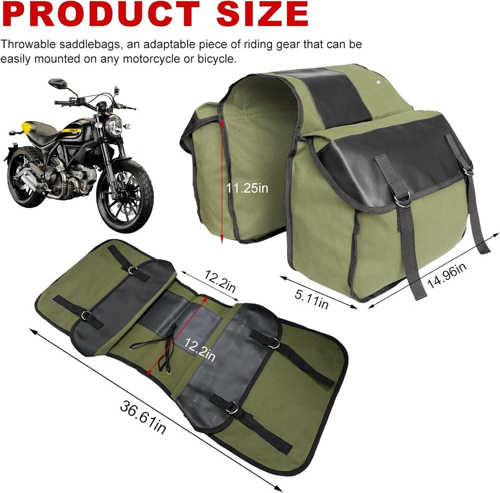Large Capacity Motorcycle Saddlebags Durable & Foldable Canvas Two Side Panniers