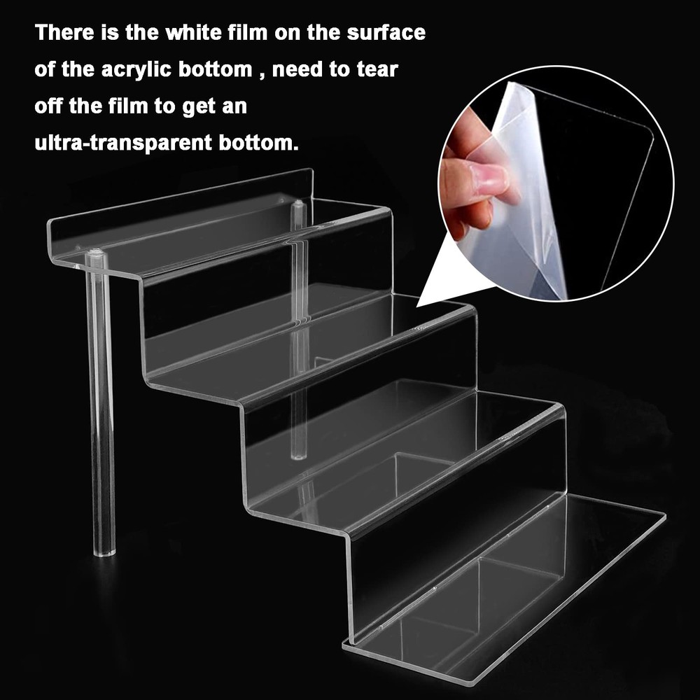 2 Sets 4 Tier 9ย Acrylic Riser Display Shelf Clear Risers For Displayclear P...