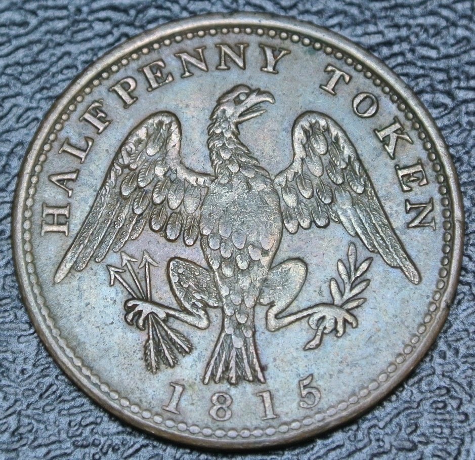 1815 LOWER CANADA SPREAD EAGLE - HALFPENNY COPPER TOKEN - Br. #994 - Some Tone