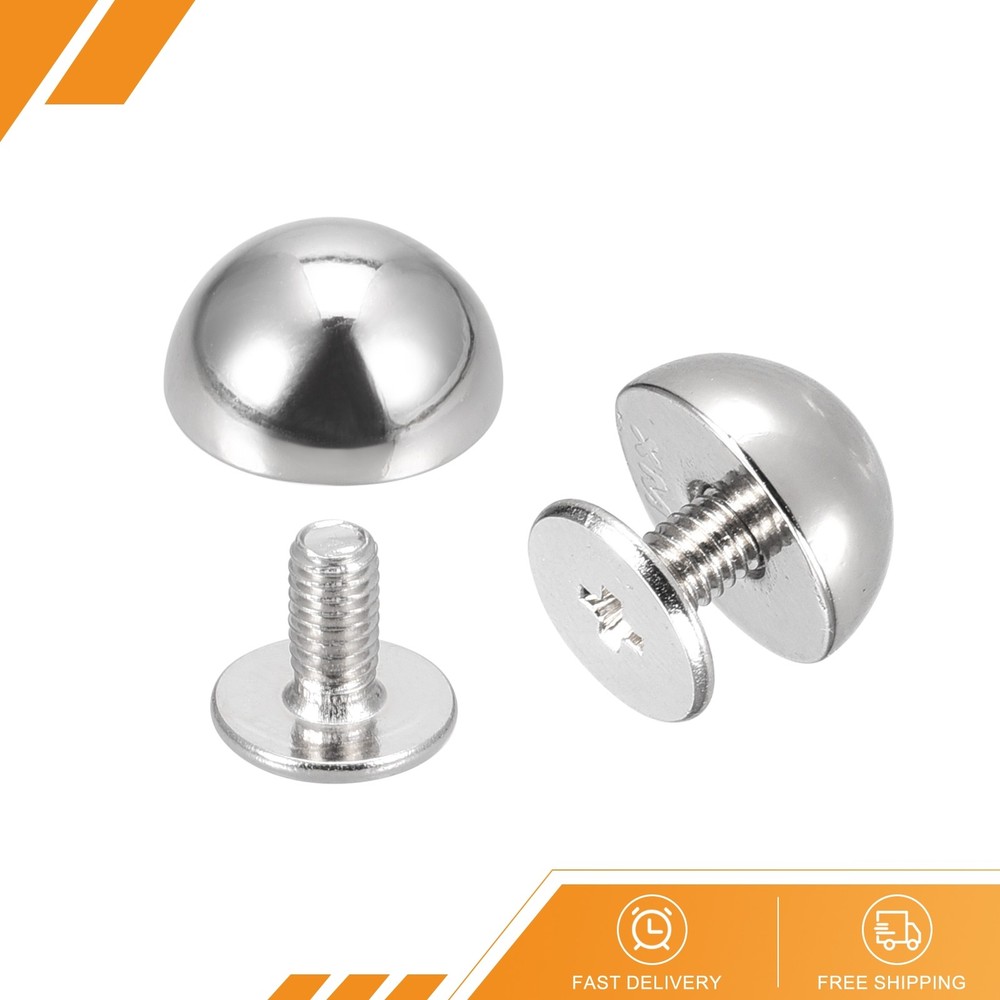 20 Set 10x6mm Screw Back Rivets Solid Round Head Leather Studs Silver