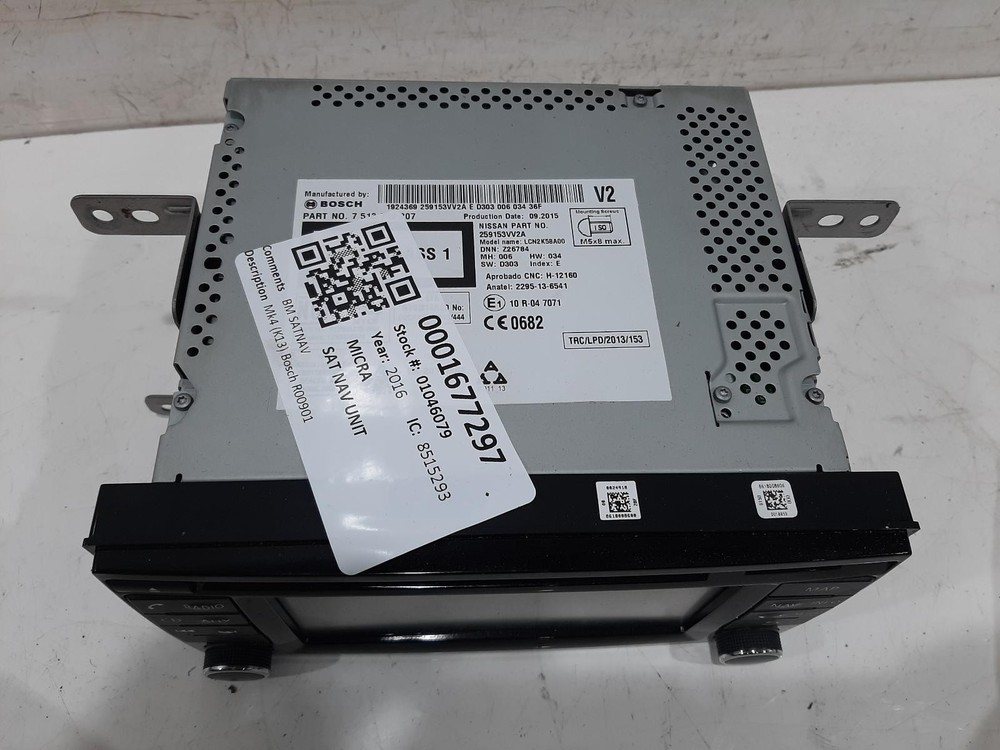 NISSAN MICRA ACENTA MK4 2010-2017 Satellite Navigation System Unit 259153VV2A