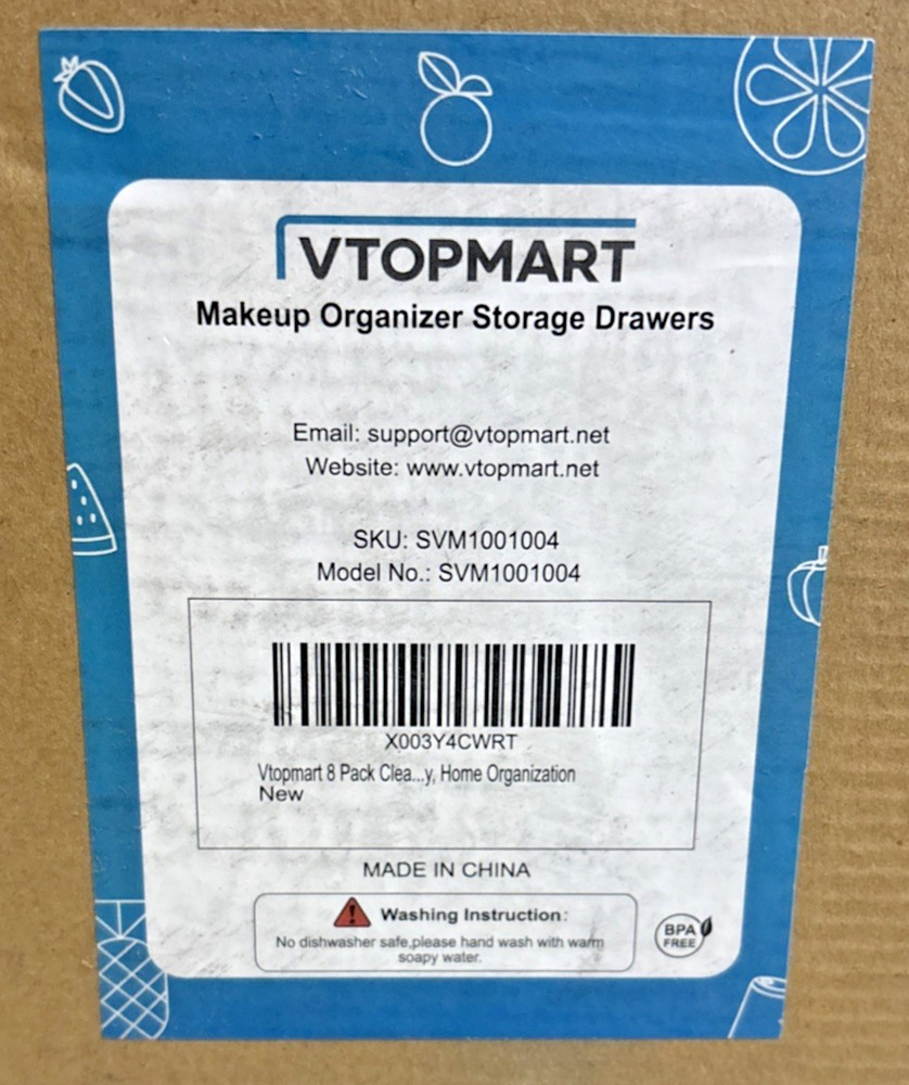 Vtopmart 8 Pack Small Clear Stackable Storage Drawers,Acrylic Bathroom Makeup