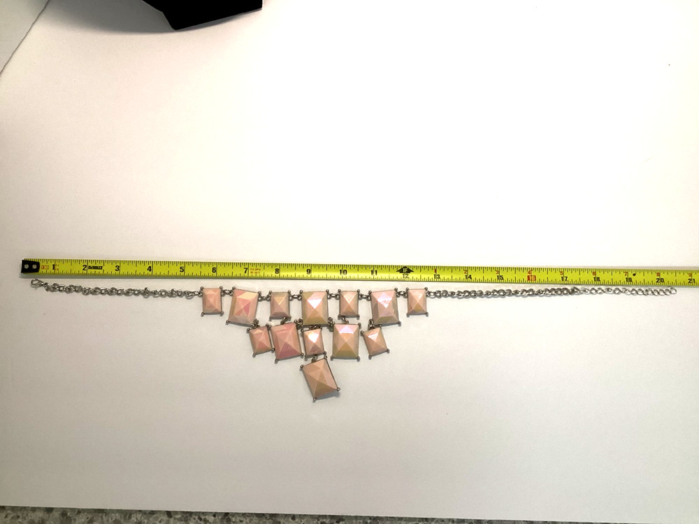 Pink Iridescent Multi-Layer Necklace-Unsigned