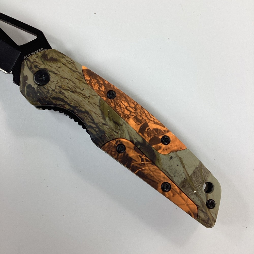 Old Timer Folding Pocket Knife Orange Treebark Camo