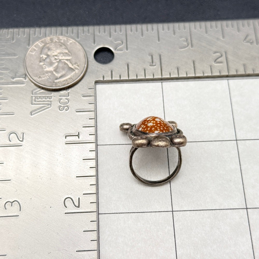 Vintage Navajo Native Turtle Shell Silver Ring Size 5.5