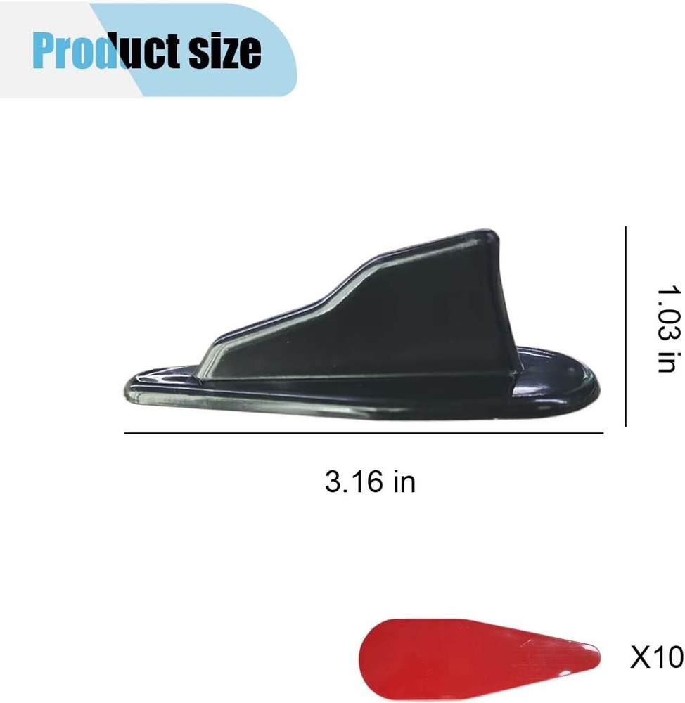 10PCS Rear Diffuser Shark Fin Spoiler Kit, Black Mini Spoiler Roo Color: Black