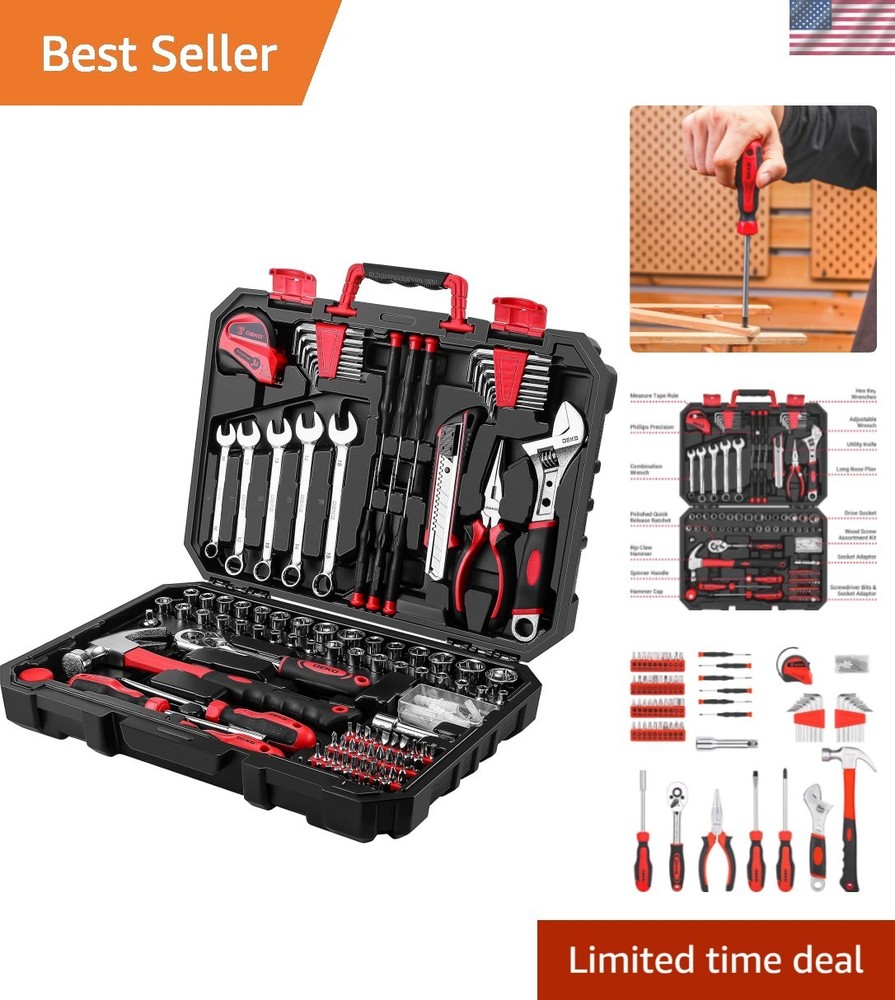 Tool Set:158 Piece Home Tool Kit, Household Basic Repair Tool Set Comes with ...
