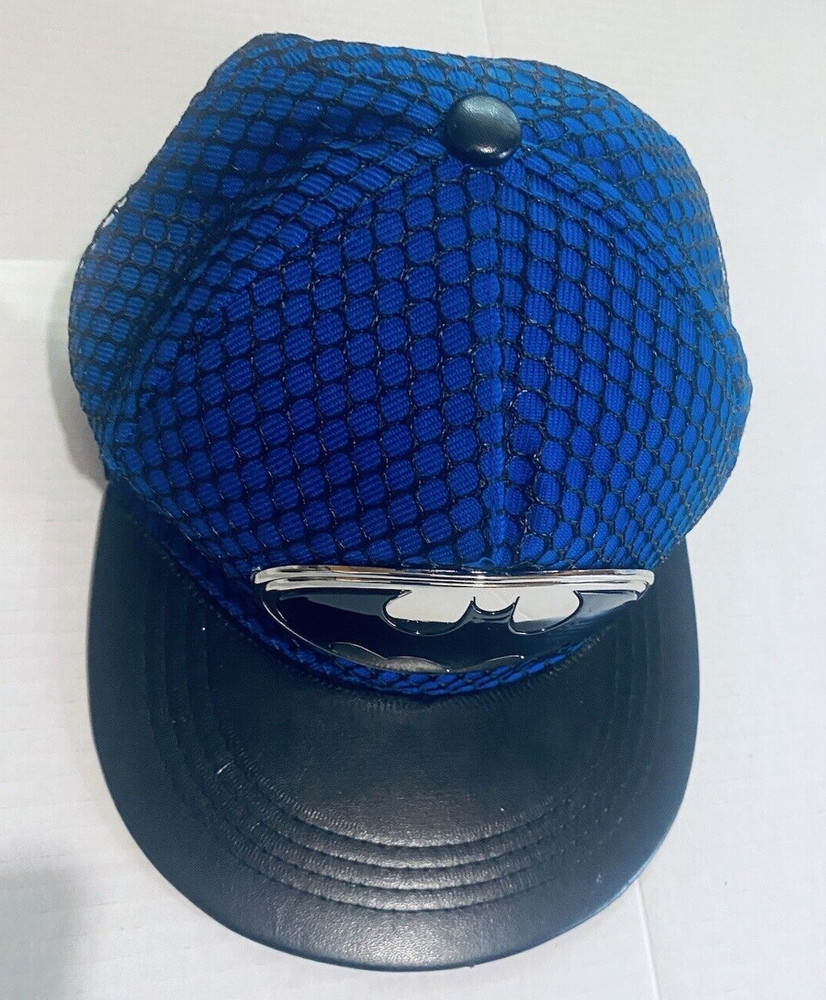Batman Chrome Medallion Vinyl Bill Textured Mesh On Top Hat Adjustable