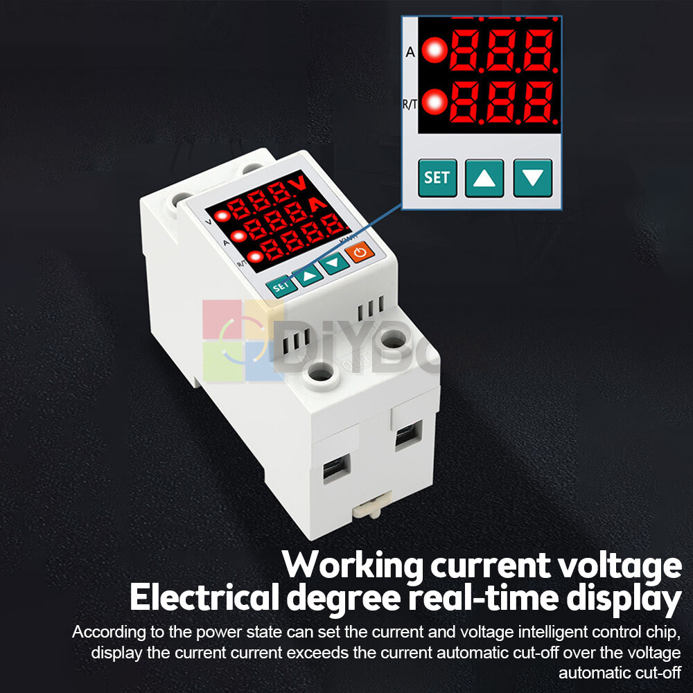 63A Digital Display Adjustable Over Under Current Voltage Protector Relay Meter