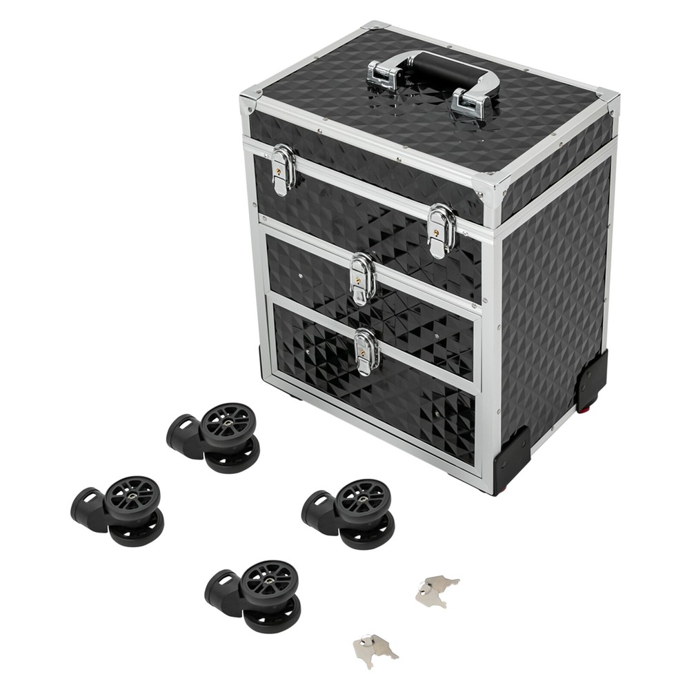 Professional Rolling Makeup Case Train Case Cosmetic Trolley Cosmetic Organizer