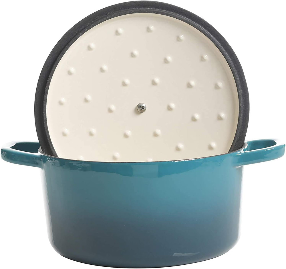 Artisan round Enameled Cast Iron Dutch Oven, 3-Quart, Gradient Teal