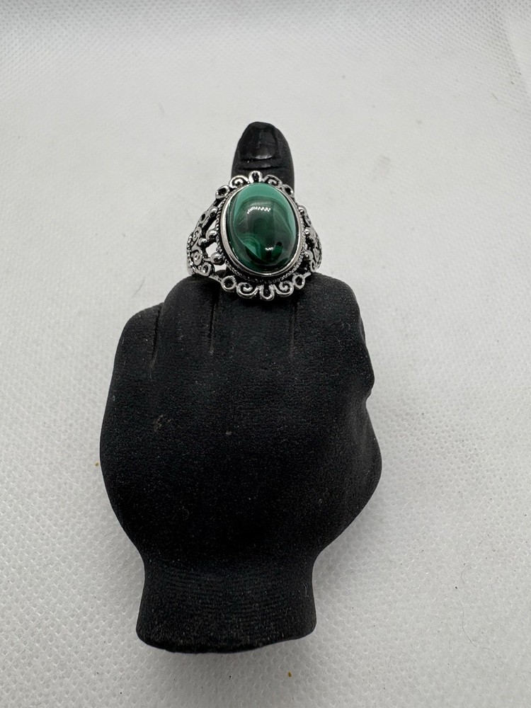 Malachite Adjustable Alloy Ring