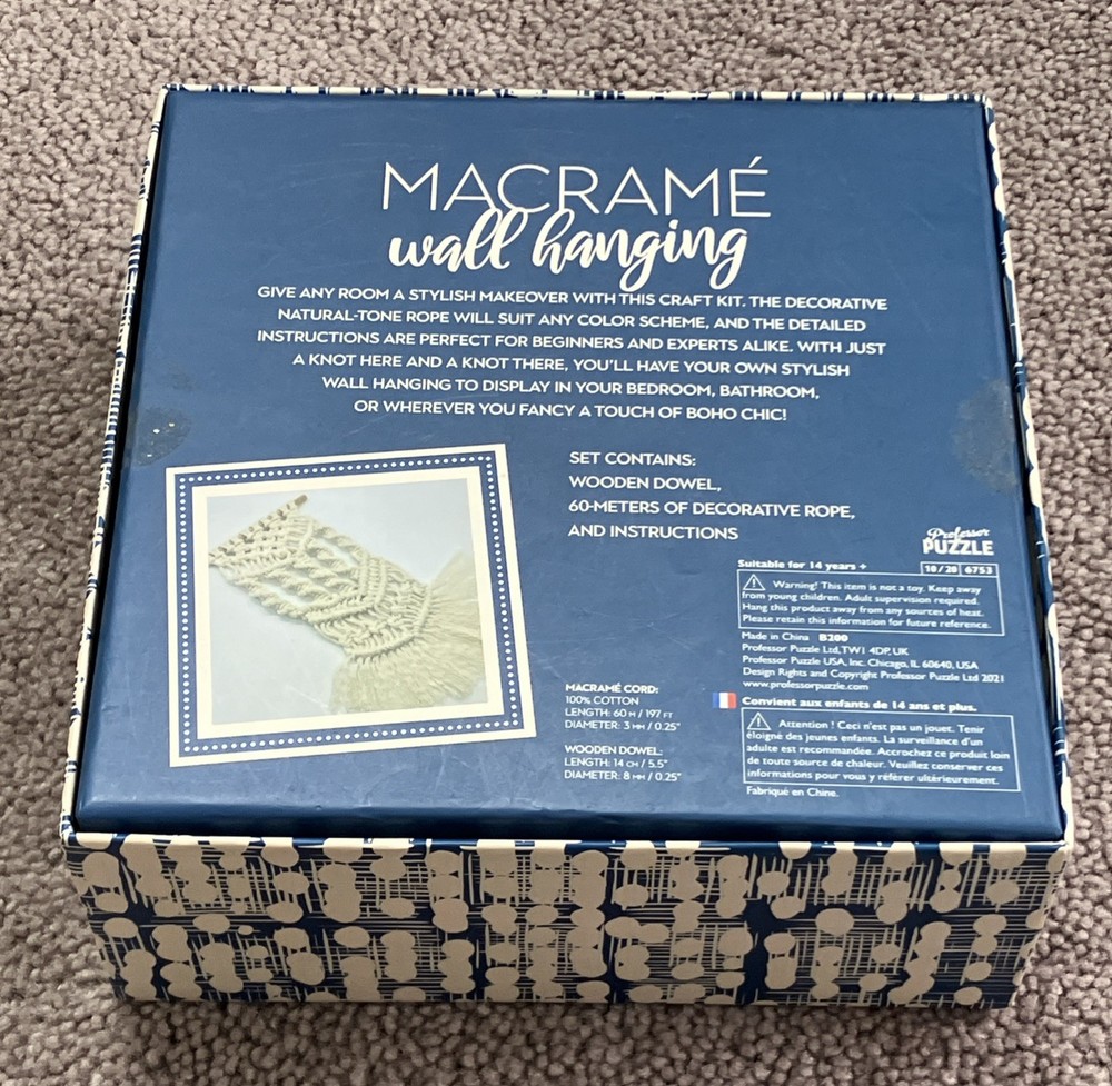 MACRAMÉ WALL HANGING CRAFT KIT BY PROFESSOR PUZZLE